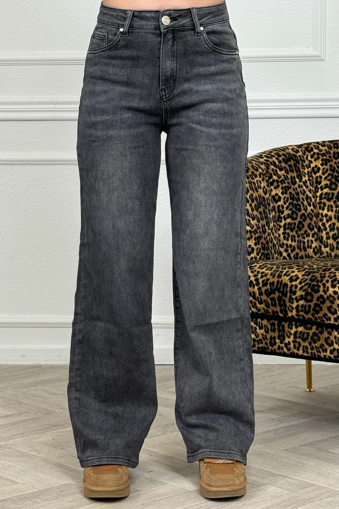 Super Comfortable Stretch Wide Leg Jeans - Dark Grey