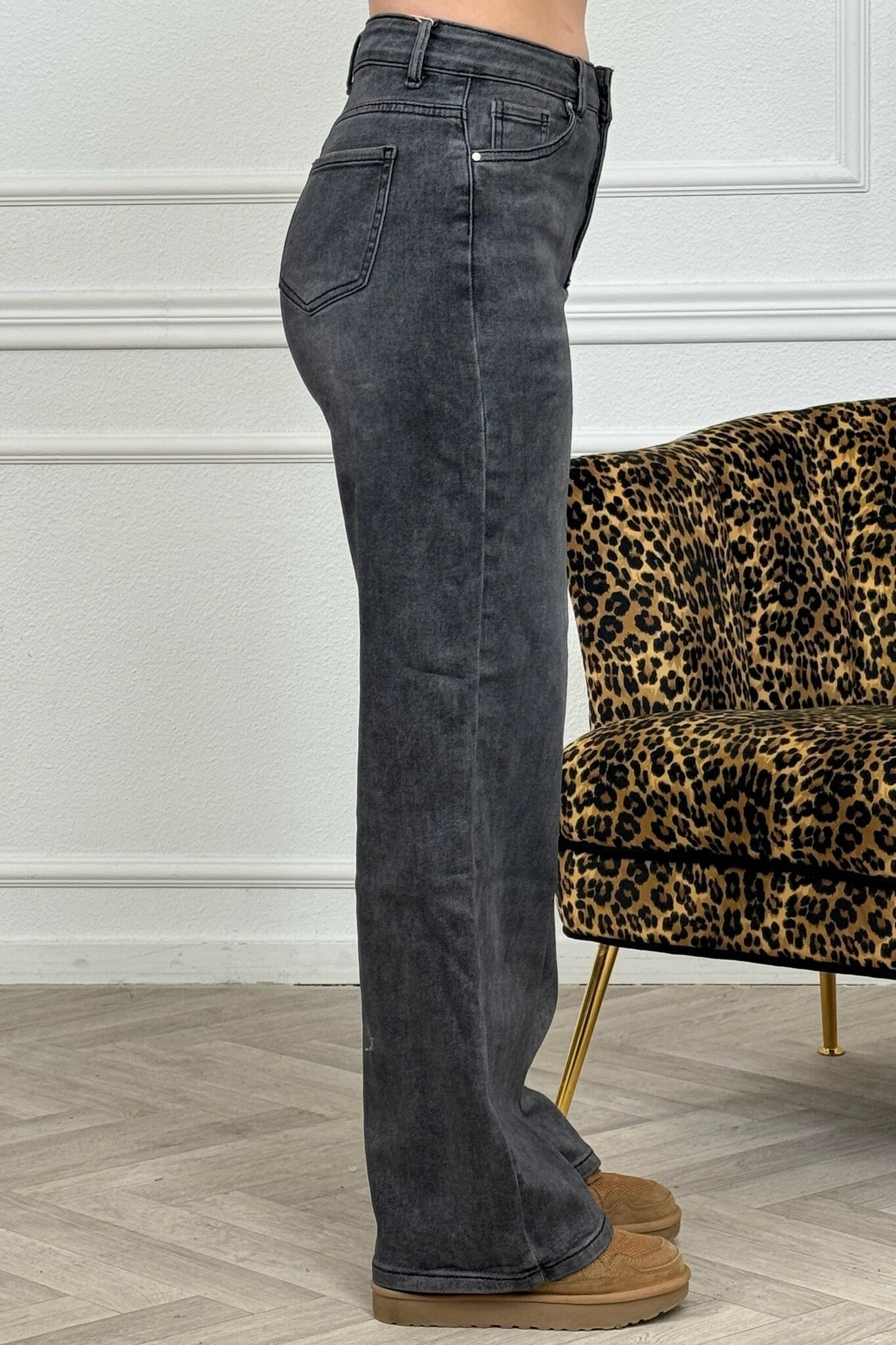 Super Comfortable Stretch Wide Leg Jeans - Dark Grey