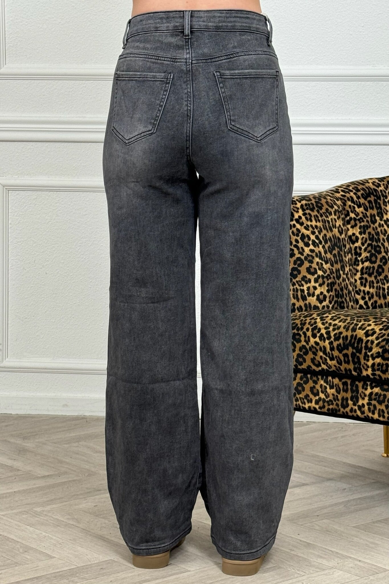 Super Comfortable Stretch Wide Leg Jeans - Dark Grey