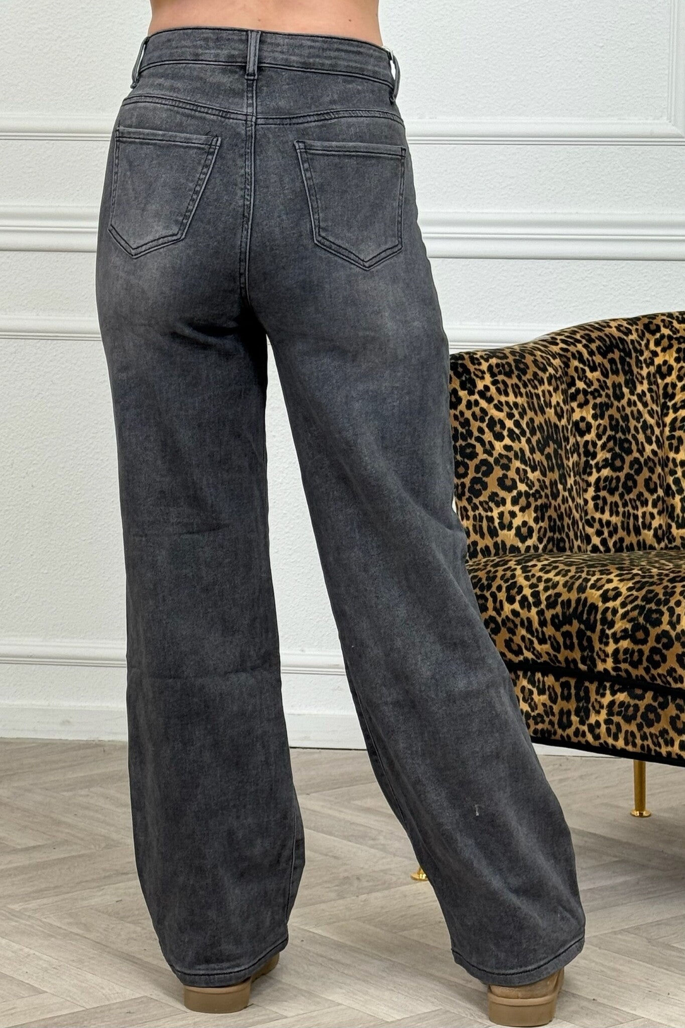 Super Comfortable Stretch Wide Leg Jeans - Dark Grey