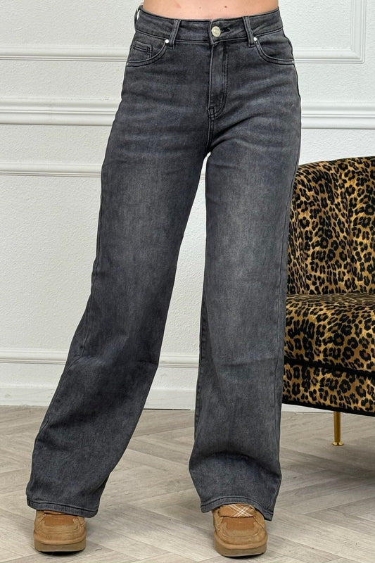 Super Comfortable Stretch Wide Leg Jeans - Dark Grey